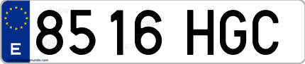 Ejemplo de matrícula de coche ordinaria 8516 HGC