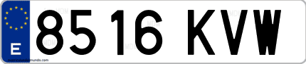 Ejemplo de matrícula de coche ordinaria 8516 KVW