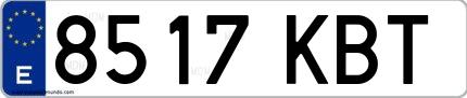 Ejemplo de matrícula española 8517 KBT