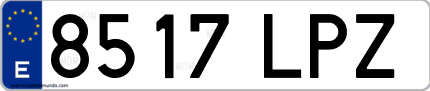 Ejemplo de matrícula de coche ordinaria 8517 LPZ