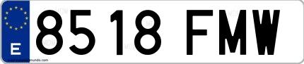 Ejemplo de matrícula española 8518 FMW