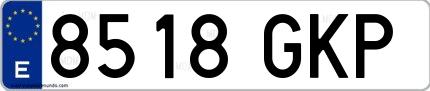 Ejemplo de matrícula española 8518 GKP