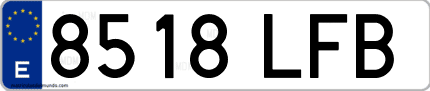 Ejemplo de matrícula de coche ordinaria 8518 LFB
