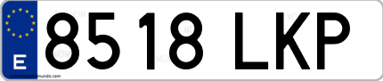 Ejemplo de matrícula de coche ordinaria 8518 LKP