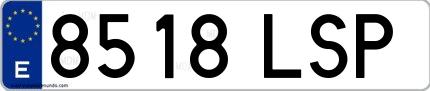 Ejemplo de matrícula española 8518 LSP