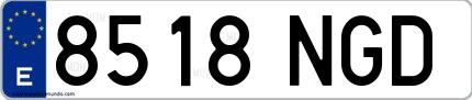 Ejemplo de matrícula española 8518 NGD