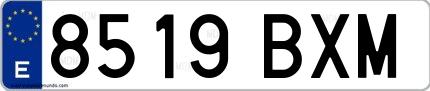 Ejemplo de matrícula española 8519 BXM