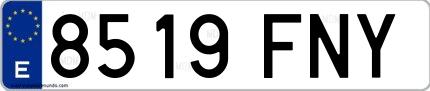 Ejemplo de matrícula española 8519 FNY