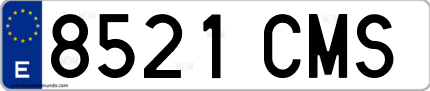 Ejemplo de matrícula de coche ordinaria 8521 CMS