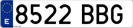 Ejemplo de matrícula española 8522 BBG