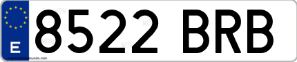 Ejemplo de matrícula de coche ordinaria 8522 BRB