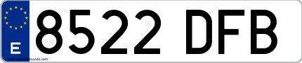 Ejemplo de matrícula española 8522 DFB