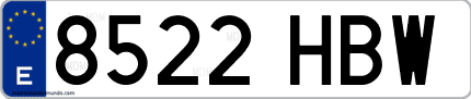 Ejemplo de matrícula de coche ordinaria 8522 HBW