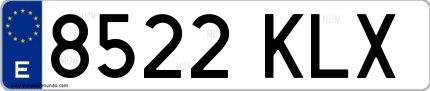 Ejemplo de matrícula española 8522 KLX