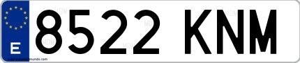 Ejemplo de matrícula española 8522 KNM