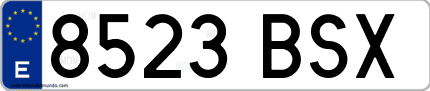 Ejemplo de matrícula de coche ordinaria 8523 BSX