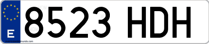 Ejemplo de matrícula de coche ordinaria 8523 HDH