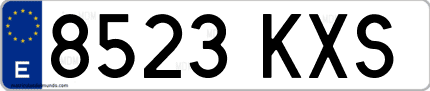 Ejemplo de matrícula de coche ordinaria 8523 KXS