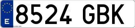 Ejemplo de matrícula española 8524 GBK