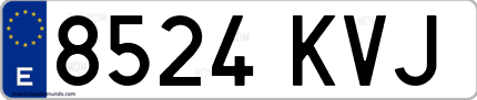 Ejemplo de matrícula de coche ordinaria 8524 KVJ