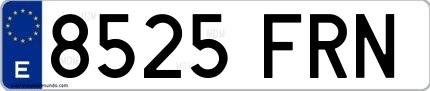 Ejemplo de matrícula española 8525 FRN
