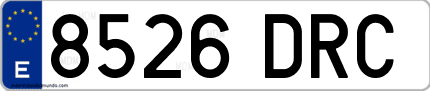 Ejemplo de matrícula de coche ordinaria 8526 DRC