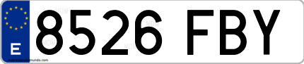 Ejemplo de matrícula de coche ordinaria 8526 FBY