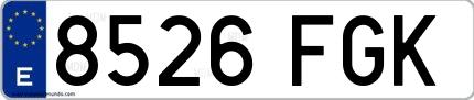 Ejemplo de matrícula de coche ordinaria 8526 FGK