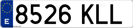 Ejemplo de matrícula de coche ordinaria 8526 KLL
