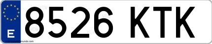 Ejemplo de matrícula española 8526 KTK