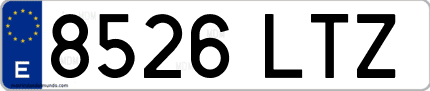 Ejemplo de matrícula de coche ordinaria 8526 LTZ