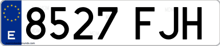 Ejemplo de matrícula de coche ordinaria 8527 FJH
