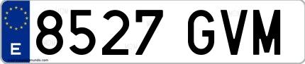 Ejemplo de matrícula española 8527 GVM