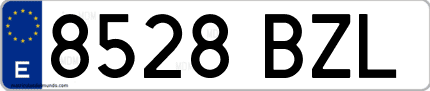 Ejemplo de matrícula de coche ordinaria 8528 BZL