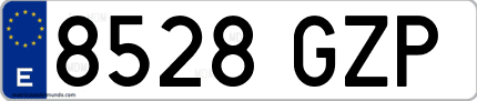 Ejemplo de matrícula de coche ordinaria 8528 GZP