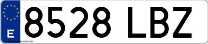 Ejemplo de matrícula española 8528 LBZ