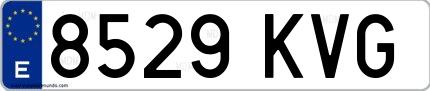 Ejemplo de matrícula española 8529 KVG