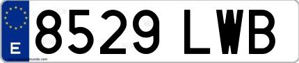 Ejemplo de matrícula española 8529 LWB