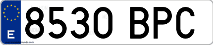 Ejemplo de matrícula de coche ordinaria 8530 BPC