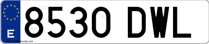 Ejemplo de matrícula de coche ordinaria 8530 DWL