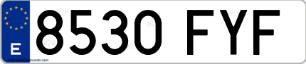 Ejemplo de matrícula de coche ordinaria 8530 FYF