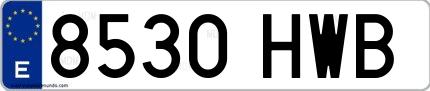 Ejemplo de matrícula española 8530 HWB