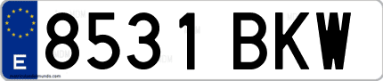 Ejemplo de matrícula de coche ordinaria 8531 BKW