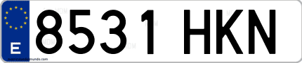 Ejemplo de matrícula de coche ordinaria 8531 HKN