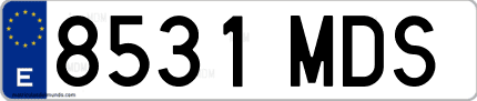 Ejemplo de matrícula de coche ordinaria 8531 MDS