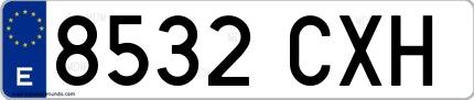 Ejemplo de matrícula española 8532 CXH