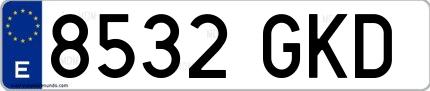 Ejemplo de matrícula española 8532 GKD