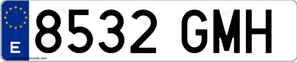 Ejemplo de matrícula de coche ordinaria 8532 GMH