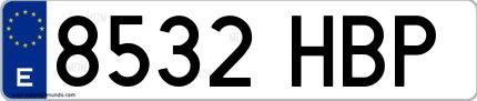 Ejemplo de matrícula española 8532 HBP