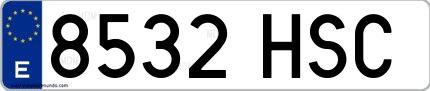 Ejemplo de matrícula española 8532 HSC